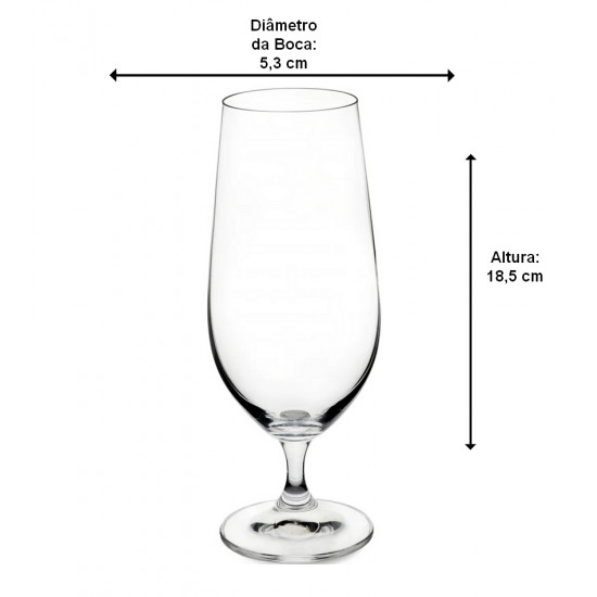 Jogo 6 Tacas 380ml Para Cerveja Anna Cristal Ecológico Bohemia